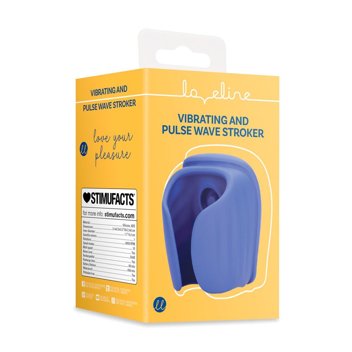 Мастурбатор Loveline Vibrating And Pulse Wave Stroker синій, 1 шт